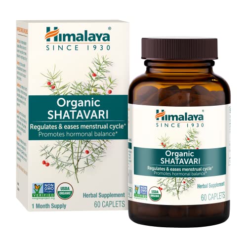 Himalaya Organic Shatavari Herbal Supplement - Menstrual & Menopause Relief, 60 Caplets