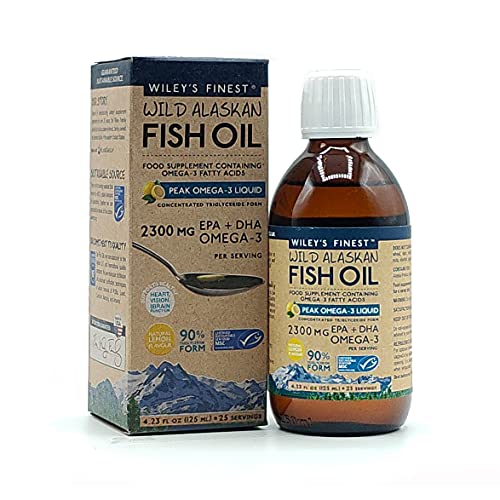 Wiley’s Finest Omega-3 Liquid - 2150mg EPA & DHA, Pure Wild Alaskan Fish Oil - 25 Servings