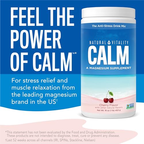 Natural Vitality Calm Magnesium Supplement - Supports Stress Relief, Cherry Flavor - 8 oz