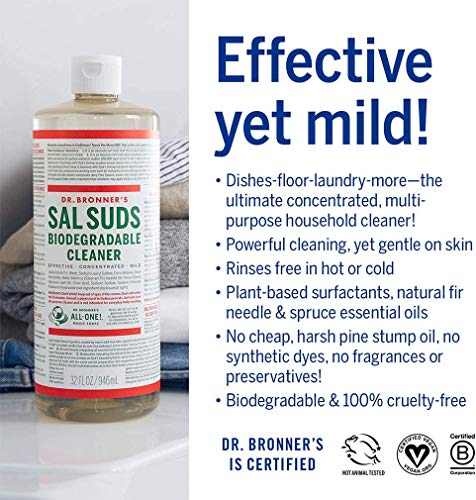 Dr. Bronner's Sal Suds All-Purpose Cleaner - Powerful Pine Cleaner, Biodegradable - 16oz, 2-Pack