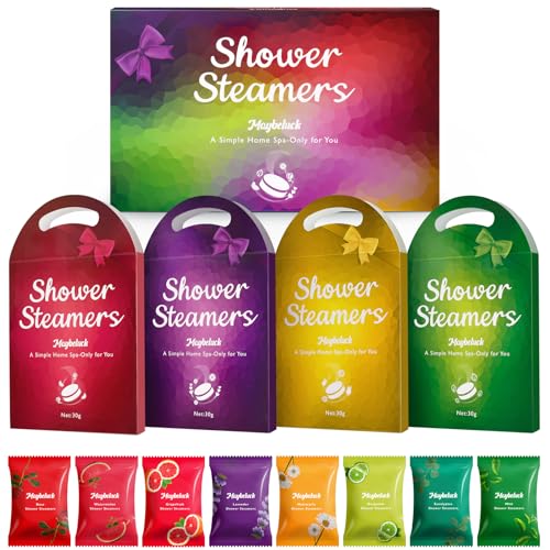 Maybeluck Shower Steamer Gift Set - Natural Aromatherapy, 8 Scents for Stress Relief - 24 Packs