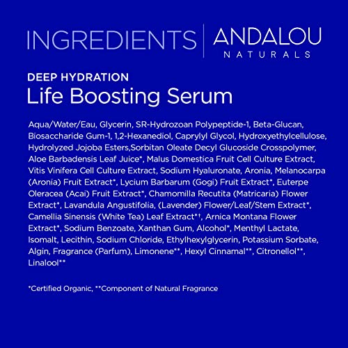 Andalou Naturals Face Serum - Deep Hydration, Vegan Collagen & Hyaluronic Acid - 1 Fl. Oz.