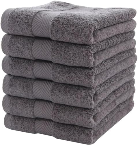 Cotton Bath Towel Set - Ultra Soft, Highly Absorbent, Durable - 6 Towels, 22x46 Inch