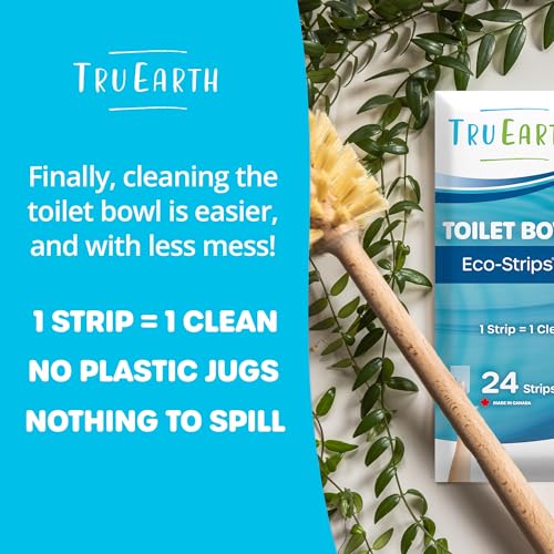 Tru Earth Toilet Bowl Cleaner Strips - Septic-Safe, Plastic Jug-Free, Easy Use - 24 Strips