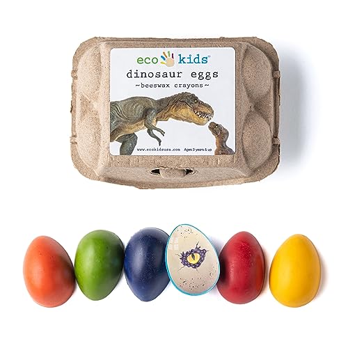 Eco-Kids Beeswax Crayons - Safe, Vibrant Dinosaur Egg Design, Non-Toxic, Pack of 6