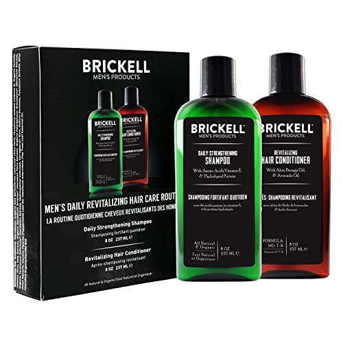 Brickell Men's Hair Care Set - Strengthening Shampoo & Conditioner with Mint & Tea Tree - 2pc