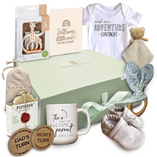 The Wrapped Company Baby Gift Set - 10 Premium All-Natural Items for New Parents - Deluxe Box