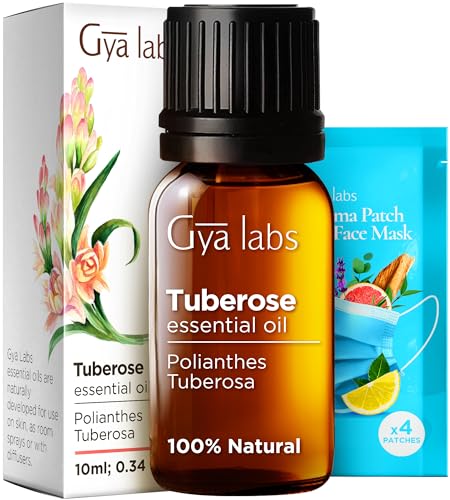 Gya Labs Tuberose Essential Oil - Natural Aroma for Diffusers, Skin & Candle Making - 0.34 Fl Oz