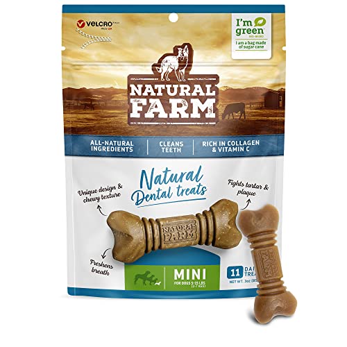 Natural Farm Dog Dental Chew - Fresh Breath, Fight Plaque, All-Natural Ingredients - 11 Treats