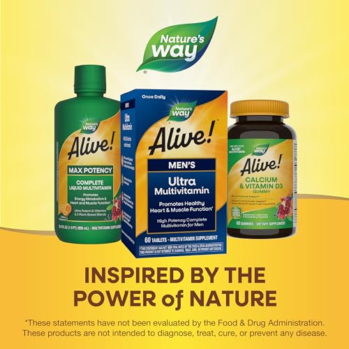 Nature's Way Alive! Men's Daily Ultra Multivitamin - Supports Heart & Muscle Health - 60 Tablets