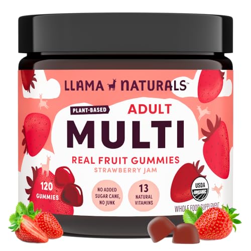 Llama Naturals Multivitamin Gummies - No Added Sugar, Organic Whole Fruit, Vegan - 120 Count