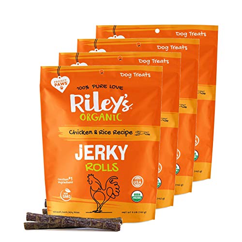 Riley's Organics Chicken & Rice Dog Treats - USDA Organic, Non-GMO, Made in USA - 5oz 4 Pack