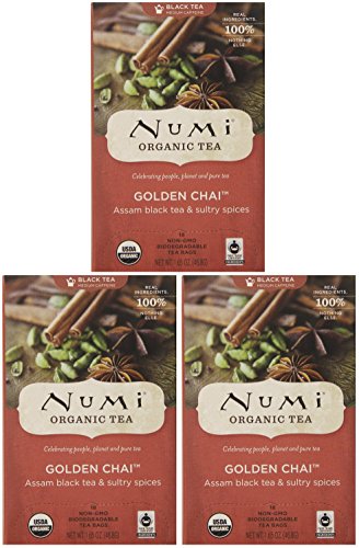 Numi Organic Tea Golden Chai - Full Leaf Black Tea, Fair Trade, 54 Biodegradable Bags