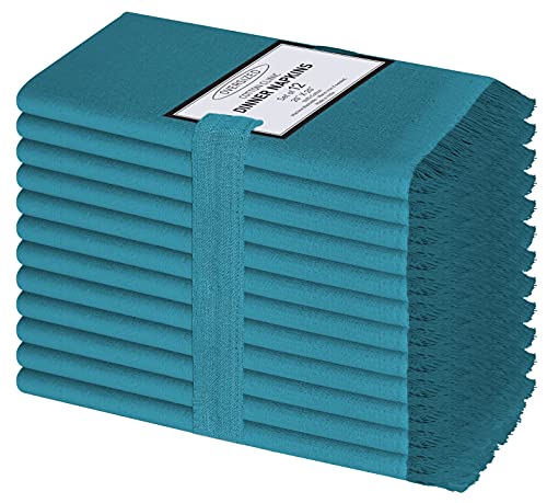 Cotton Clinic Tablecloth Napkins - Soft, Durable, Reusable 100% Cotton, Set of 12, 20x20in Teal