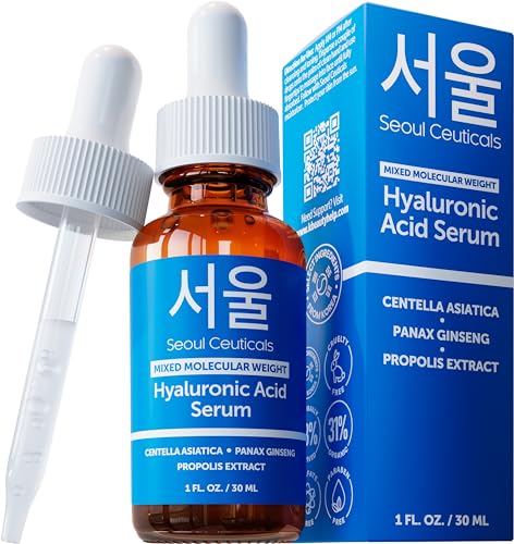 SeoulCeuticals Face Serum - Hydrating Hyaluronic Acid, Centella & Propolis for Radiant Skin - 1oz