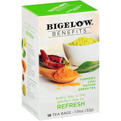 Bigelow Benefits Tea - Antioxidant Matcha & Turmeric Blend, Caffeinated - 108 Tea Bags