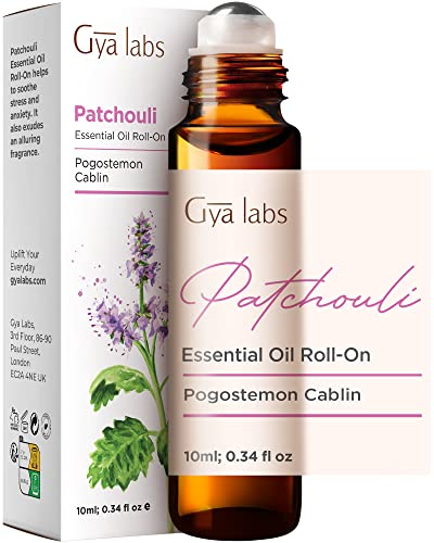 Gya Labs Patchouli Essential Oil Roll On - Calming Aromatherapy for Skin & Mind - 0.34 fl oz