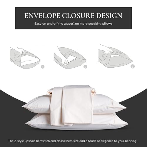 Sleep & Beyond Organic Cotton Percale Sheet Set - Breathable, Lightweight Comfort - Split King