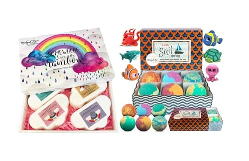 Rainbow Bath Bombs for Kids - Moisturizing Shea Butter, Toy Surprise - 6 Pack, 4.2oz Each