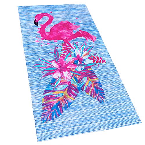 Softerry Flamingo Beach Towel - Quick-Dry, Oeko-Tex Certified, Pink Flamingo - 30 x 60 inches