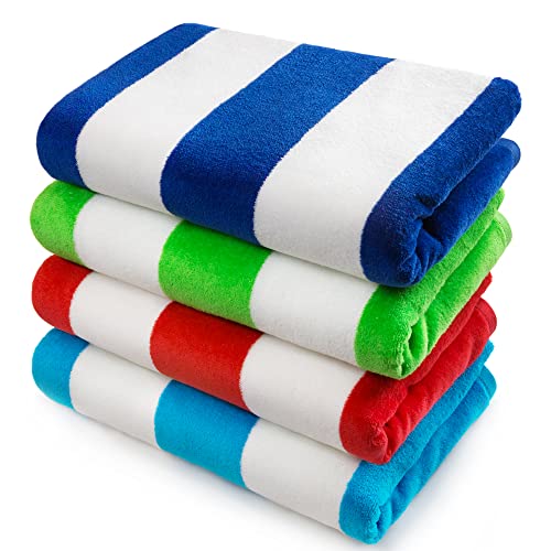 Softerry Extra Soft Beach Towel - Quick-Dry, Absorbent 100% Cotton, 30x60 inch, 4 Pack