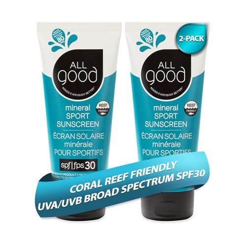 All Good Sunscreen - Mineral SPF 30+ for Face & Body, Hydrating, Reef Friendly - 2-pack (3 oz)