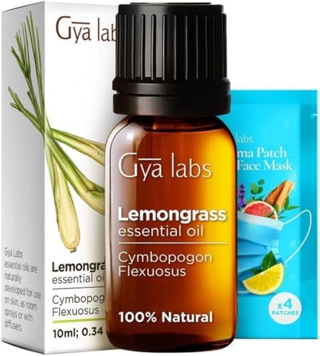 Gya Labs Lemongrass Essential Oil - Hydrating, Refreshing Aroma for Skin & DIY Crafts - 0.34 Fl Oz