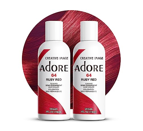 Adore Semi Permanent Hair Dye - Long-Lasting Ruby Red, Vegan & Cruelty-Free - 4 Fl Oz (Pack of 2)