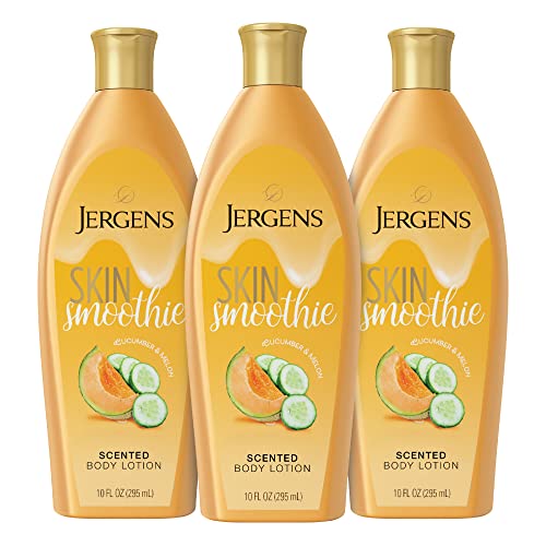 Jergens Skin Smoothie Body Lotion - 24hr Hydration, Cucumber & Melon Scent, Dye-Free - 10 Fl Oz