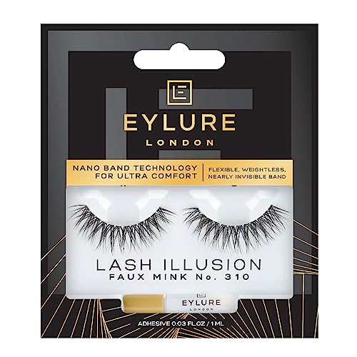 Eylure Faux Mink Lashes No. 310 - Wispy Definition, Vegan & Cruelty-Free, 1 Pair with Adhesive