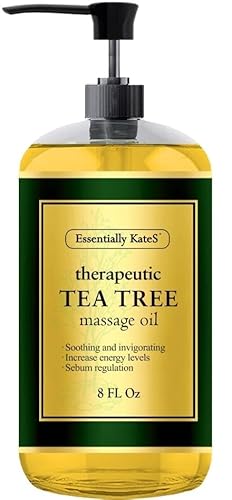 Essentially KateS Tea Tree Massage Oil - Energizes, Soothes Muscles, 100% Natural - 8 Fl Oz