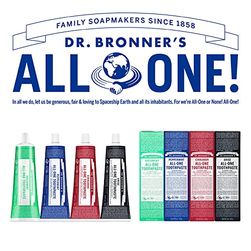 Dr. Bronner’s All-One Toothpaste - Organic Ingredients, Fluoride-Free, Spearmint - 5oz, 3-Pack