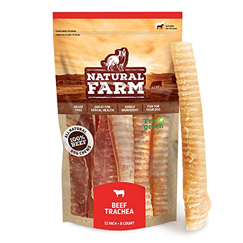 Natural Farm Dog Treats - Joint & Hip Support, 100% Beef, Crunchy & Digestible - 12 Inch, 8 Pack