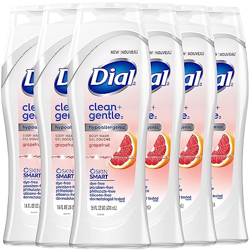 Dial Body Wash - Hydrating Grapefruit Scent, Hypoallergenic, Vegan - 16 fl oz (Pack of 6)