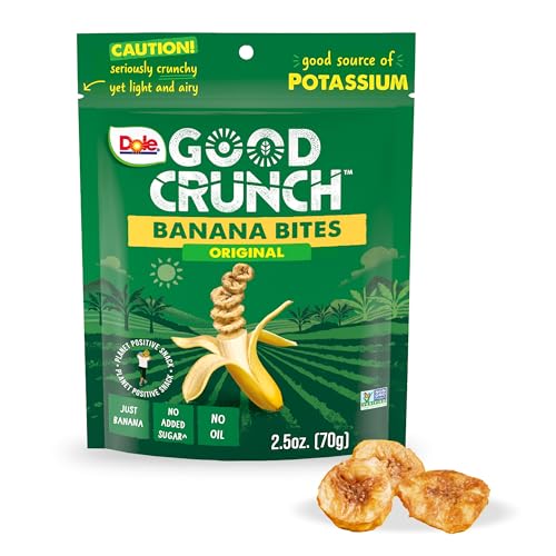 Dole Good Crunch Banana Bites - Nutrient-Rich, Vegan Snack, No Added Sugar - 2.5oz Resealable Bag