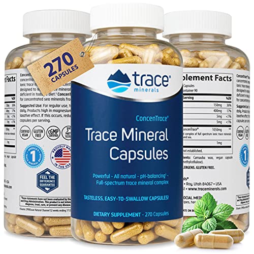 ConcenTrace Trace Mineral Capsules - Daily Electrolyte Support, Vegan, Non-GMO - 270 Count