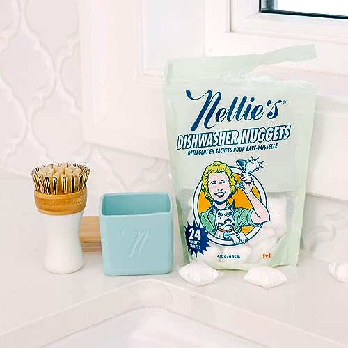 Nellie's Dishwasher Nuggets - Plant-Based, Residue-Free Cleaning Power - 24 Pack