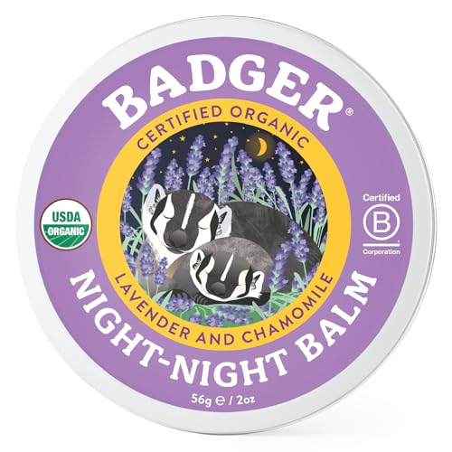 Badger Night Night Balm - Organic Sleep Aid with Chamomile & Lavender - 2 Oz Metal Tin