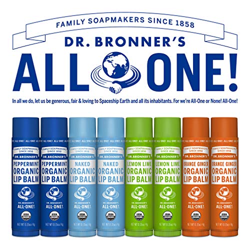 Dr. Bronner's Organic Lip Balm - Moisturizes & Protects, No Synthetic Ingredients - 6-Pack