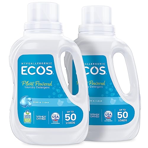 ECOS Laundry Detergent - Hypoallergenic & Dermatologist Tested, Plant-Powered - 50 Fl Oz (Pack of 2)