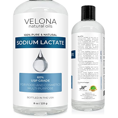 Velona Sodium Lactate 60% - Natural Preservative for Soap & Lotions, Moisture Retention - 8oz