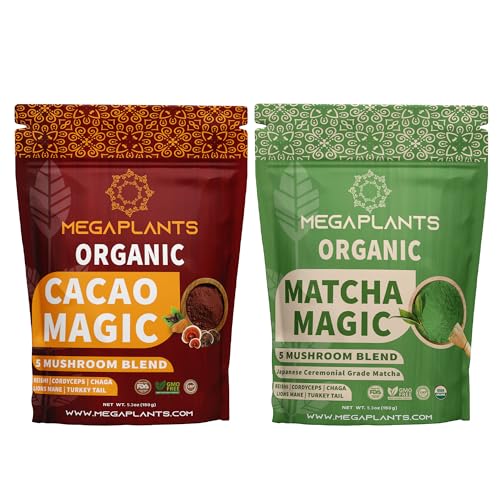 MegaPlants Superfood Blend - Focus & Energy Boost with Organic Cacao & Matcha - 50 Servings