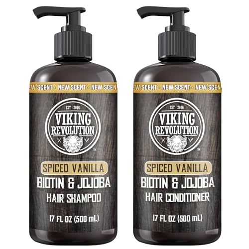 Viking Revolution Spiced Vanilla Shampoo & Conditioner Set - Biotin & Jojoba Oil, 17oz