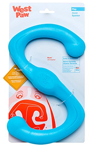 West Paw Zogoflex Bumi Dog Tug Toy - Lightweight, Durable, Latex-Free, Dishwasher Safe - 9.5" Aqua