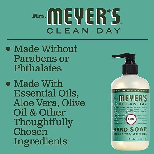 Mrs. Meyer's Hand Soap Refill - Essential Oils, Biodegradable, Basil Scent - 33 fl. oz