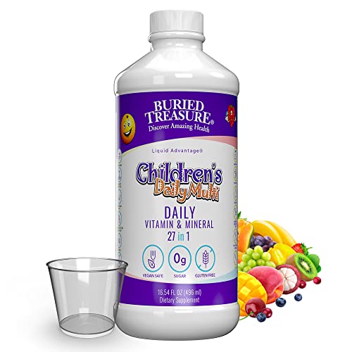 Buried Treasure Children's Daily Multi Liquid - Non-GMO, Vegan, Zero Sugar - 16oz with Dose Cup