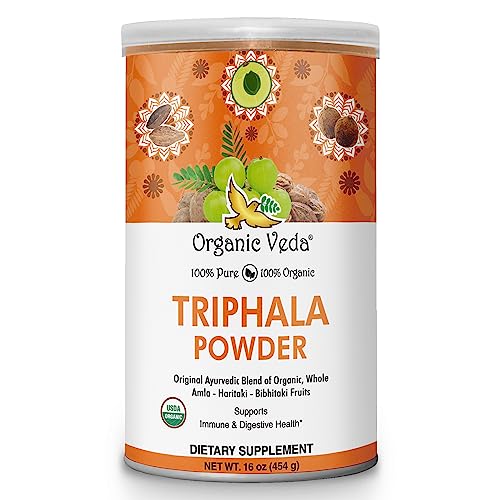 Organic Veda Triphala Superfood Powder - Immune Support, Digestion, Skin Health - 16oz