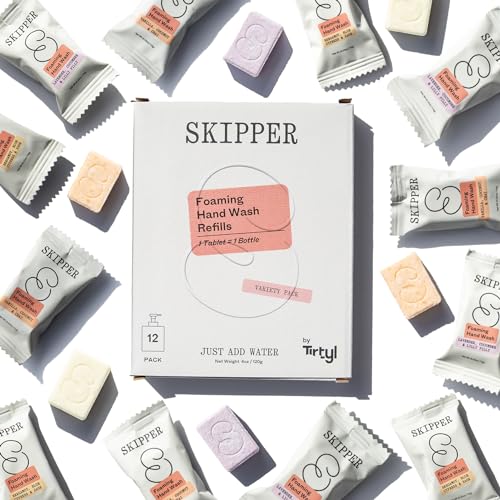 Skipper Foaming Hand Soap Tablets - Cleansing & Moisturizing, Compostable Pack - 12 Refills