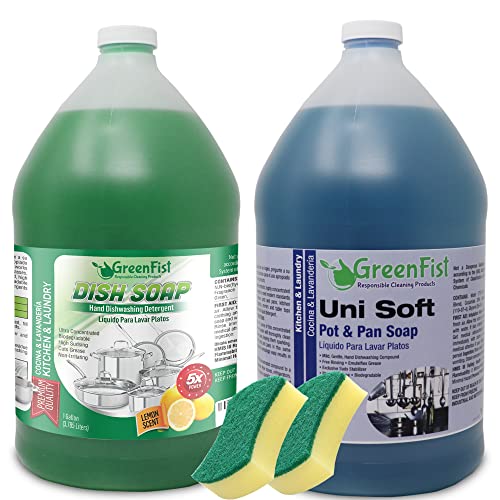 GreenFist Dish Soap Set - Ultra Concentrated, Biodegradable, Gentle on Hands - 1 Gallon