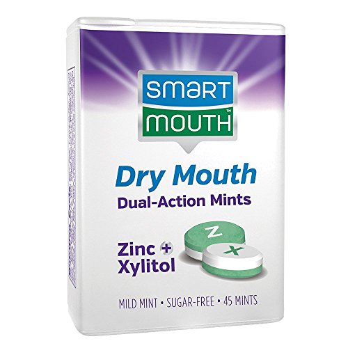 SmartMouth Breath Freshener Mints - Dual-Action with Xylitol, Zinc for Dry Mouth - 45 Pieces